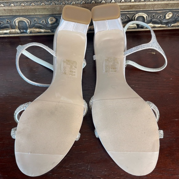 Oleg Cassini Lynda Champagne & Rhinestones Heel Sandal 7.5 David Bridal Wedding - Picture 5 of 8